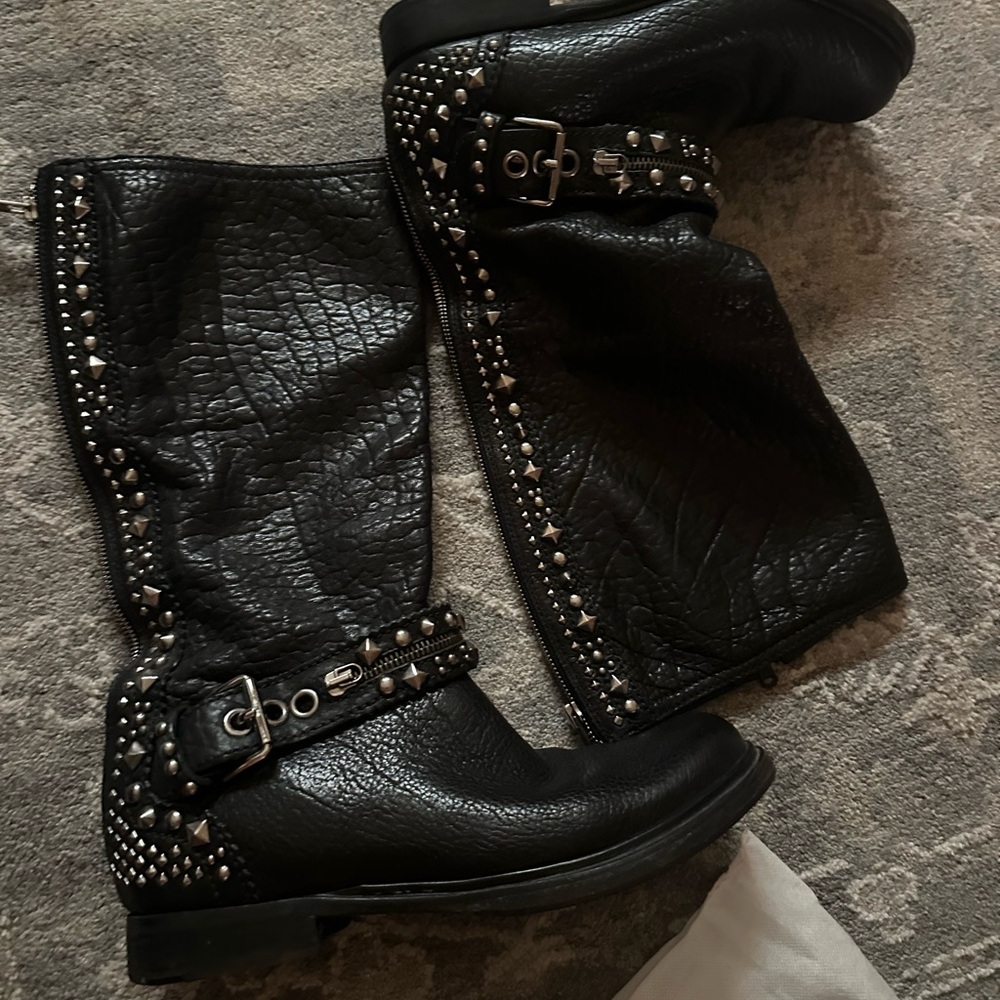 Miu Miu Black Studded Winter Boots